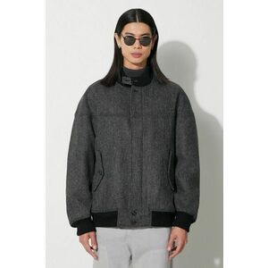 Baracuta jachetă bomber din lână Herringbone Derby Jacket culoarea gri, de tranziție, oversize, BRCPS1001 imagine