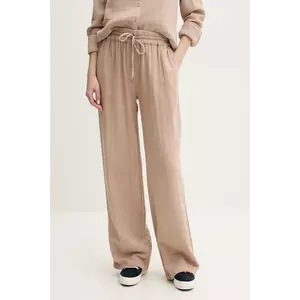 Melissa Odabash pantaloni de bumbac femei, culoarea maro, drept, high waist, Krissy imagine