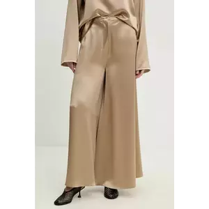 Nanushka pantaloni ZANIAH femei, culoarea bej, lat, high waist, NW25RSPA02872 imagine