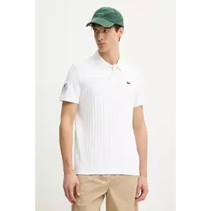 Lacoste tricou polo bărbați, culoarea alb, cu imprimeu, DH8960 imagine