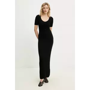 Herskind rochie din amestec de mătase Mira culoarea negru, maxi, mulată, 5536106 imagine