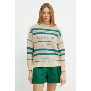 Weekend Max Mara pulover femei, culoarea bej, călduros, 2515361211600 imagine
