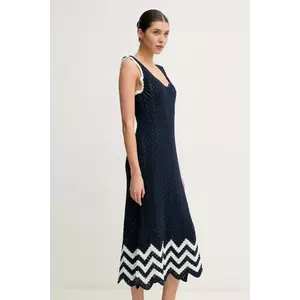 Pepe Jeans rochie OLLIE DRESS culoarea bleumarin, maxi, evazată, PL953717 imagine