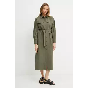 Weekend Max Mara rochie din amestec de lână culoarea verde, midi, dreaptă, 2515221071600 imagine