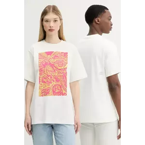 Herschel tricou din bumbac culoarea bej, cu imprimeu, 50546-05977 imagine