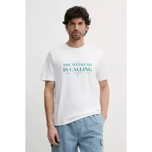 Pepe Jeans tricou din bumbac PALMER bărbați, culoarea alb, cu imprimeu, PM509802 imagine