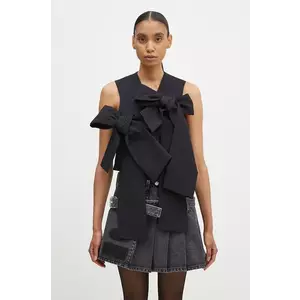 AMBUSH vesta de lana Ribbon Vest culoarea albastru marin, un singur rand de nasturi, BWEX002F24FAB0014600 imagine