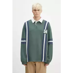 AMBUSH hanorac de bumbac Striped Rugby Shirt barbati, culoarea verde, cu imprimeu, BMGC002F24JER0015245 imagine