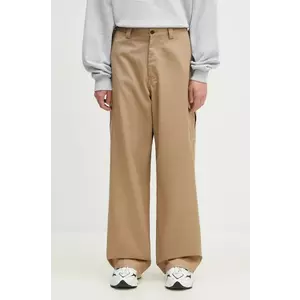 AMBUSH pantaloni de bumbac Travertine culoarea bej, drept, BMCF003F24FAB0016100 imagine