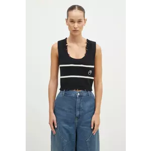 AMBUSH vestă din bumbac Destroyed Rib Round Neck culoarea negru, BWHT003F24KNI0011031 imagine