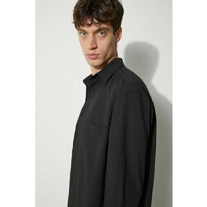 MKI MIYUKI ZOKU camasa Seersucker Dress Shirt barbati, culoarea negru, cu guler clasic, regular, SEERSUCKER.DRESS.SHIRT imagine