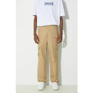 AMBUSH pantaloni de bumbac Slim Cargo Pants Tree culoarea maro, drept, BMCF001S24FAB imagine
