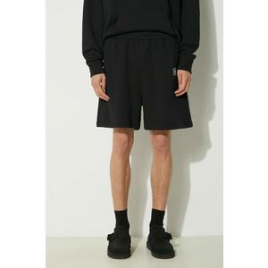 Awake NY pantaloni scurti din bumbac Awake Sweatshort culoarea negru, melanj, SP24-PA006 imagine