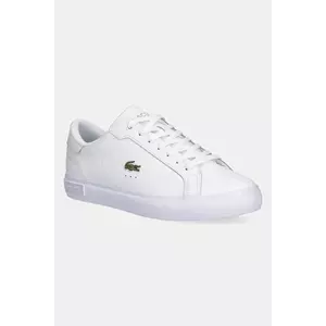 Lacoste sandale de piele POWERCOURT bărbați, culoarea alb, 49SMA0081 imagine