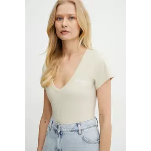 BOSS Orange tricou din bumbac femei, culoarea bej, 50540432 imagine