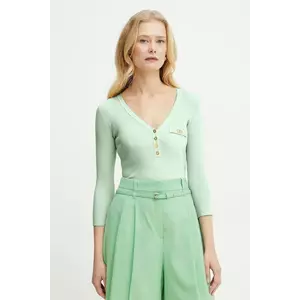 Elisabetta Franchi pulover din amestec de mătase femei, culoarea turcoaz, MK62B51E2 imagine