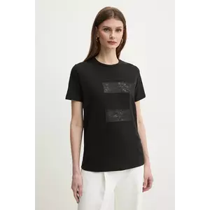 Elisabetta Franchi tricou din bumbac femei, culoarea negru, MA03151E2 imagine