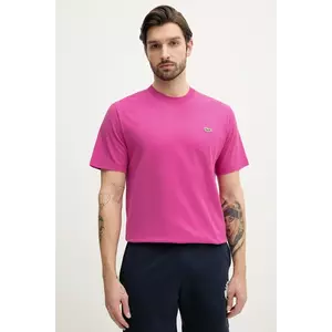 Lacoste tricou din bumbac barbati, culoarea violet, neted, TH7318 imagine