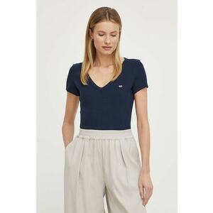 Tommy Jeans tricou femei, culoarea albastru marin, DW0DW17385 imagine