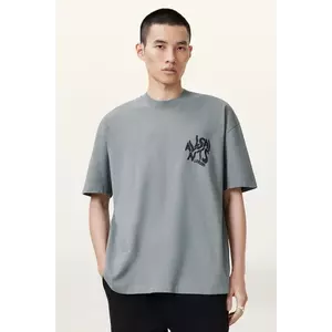 AllSaints tricou din bumbac ORLANDO SS barbati, culoarea gri, cu imprimeu, M022PA imagine