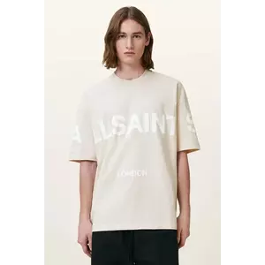 AllSaints tricou din bumbac BIGGY barbati, culoarea bej, cu imprimeu, M088PB imagine
