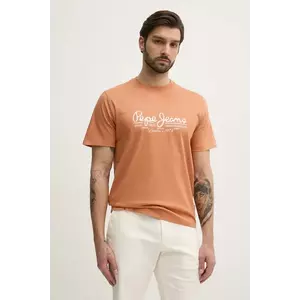 Pepe Jeans tricou din bumbac DUMAS TEE barbati, culoarea portocaliu, cu imprimeu, PM509769 imagine
