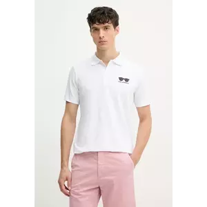 Karl Lagerfeld tricou polo barbati, culoarea alb, cu imprimeu, 552235.745400 imagine
