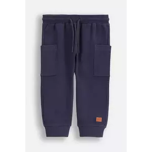 Coccodrillo pantaloni de trening din bumbac pentru bebeluși culoarea bleumarin, uni, SAGE TIME BOY NEWBORN imagine