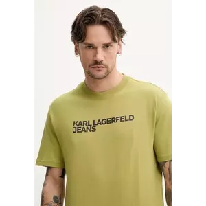 Karl Lagerfeld Jeans tricou din bumbac barbati, culoarea verde, cu imprimeu, A1M17002 imagine