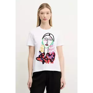 Desigual tricou din bumbac MISURI femei, culoarea alb, 25SWTKA9 imagine