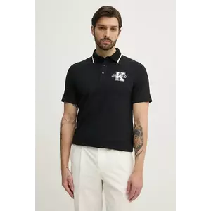 Karl Lagerfeld tricou polo barbati, culoarea negru, cu imprimeu, 552221.745015 imagine
