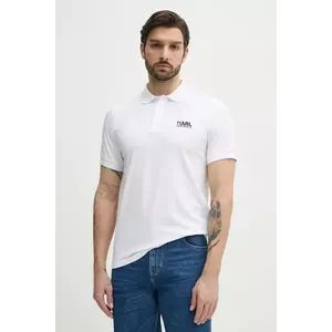 Karl Lagerfeld tricou polo barbati, culoarea alb, cu imprimeu, 552235.745088 imagine