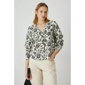 Medicine bluza din amestec de in culoarea bej, modelator imagine