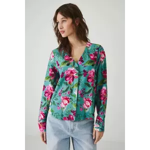 Medicine bluza din amestec de in culoarea turcoaz, modelator imagine