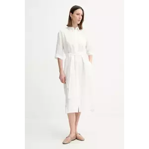 MM rochie din in culoarea alb, midi, dreaptă, 2516221028600 imagine