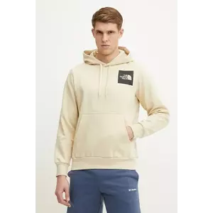 The North Face bluză Fine bărbați, culoarea bej, cu glugă, cu imprimeu, NF0A89EU3X41 imagine
