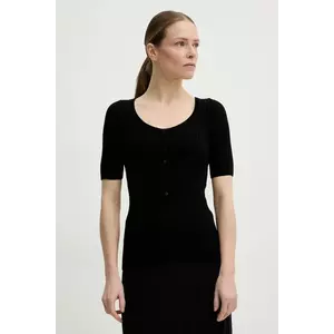 Herskind bluză din amestec de mătase Mie femei, culoarea negru, uni, 5535106 imagine