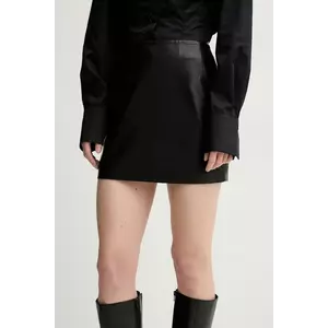 Remain fustă de piele culoarea negru, mini, creion, 502708100 imagine