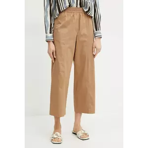 Weekend Max Mara pantaloni de bumbac femei, culoarea bej, drept, high waist, 2515131092600 imagine