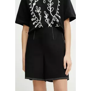 MM pantaloni scurți femei, culoarea negru, uni, high waist, 2516781018600 imagine