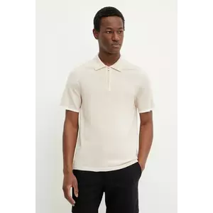 FROM FUTURE polo din lână bărbați, culoarea bej, uni, MPP02710 imagine
