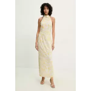 Rotate rochie culoarea galben, maxi, mulată, 113674858 imagine