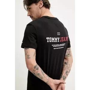 Tommy Jeans tricou din bumbac bărbați, culoarea negru, cu imprimeu, DM0DM20815 imagine