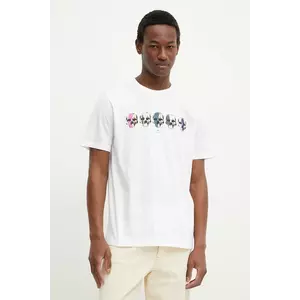PS Paul Smith tricou din bumbac bărbați, culoarea alb, cu imprimeu, M2R.011R.PP5129 imagine