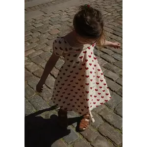 Konges Sløjd rochie din bumbac pentru copii CLASSIC SS DRESS GOTS culoarea bej, mini, evazată, KS102546 imagine