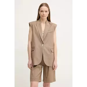 La Petite Française vestă cu amestec de in VALMY culoarea bej, un singur rand de nasturi, VALMY imagine