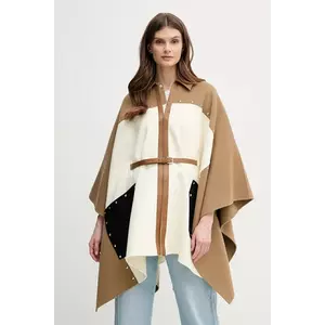MACKAGE poncho de lana femei, culoarea bej, de tranzitie, oversize, MOLY imagine