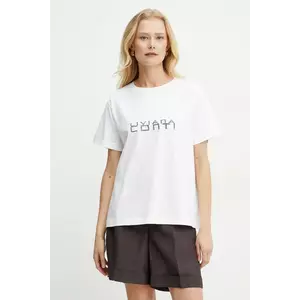 Liviana Conti tricou din bumbac femei, culoarea alb, L5SW76 imagine