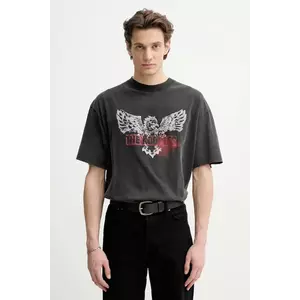 The Kooples tricou din bumbac barbati, culoarea gri, cu imprimeu, HTSC30005K imagine