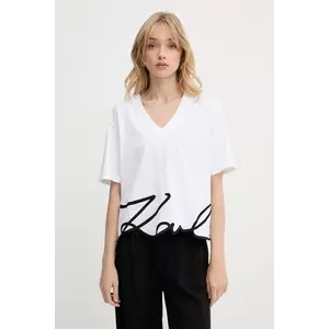Karl Lagerfeld tricou din bumbac femei, culoarea alb, A2W17104 imagine